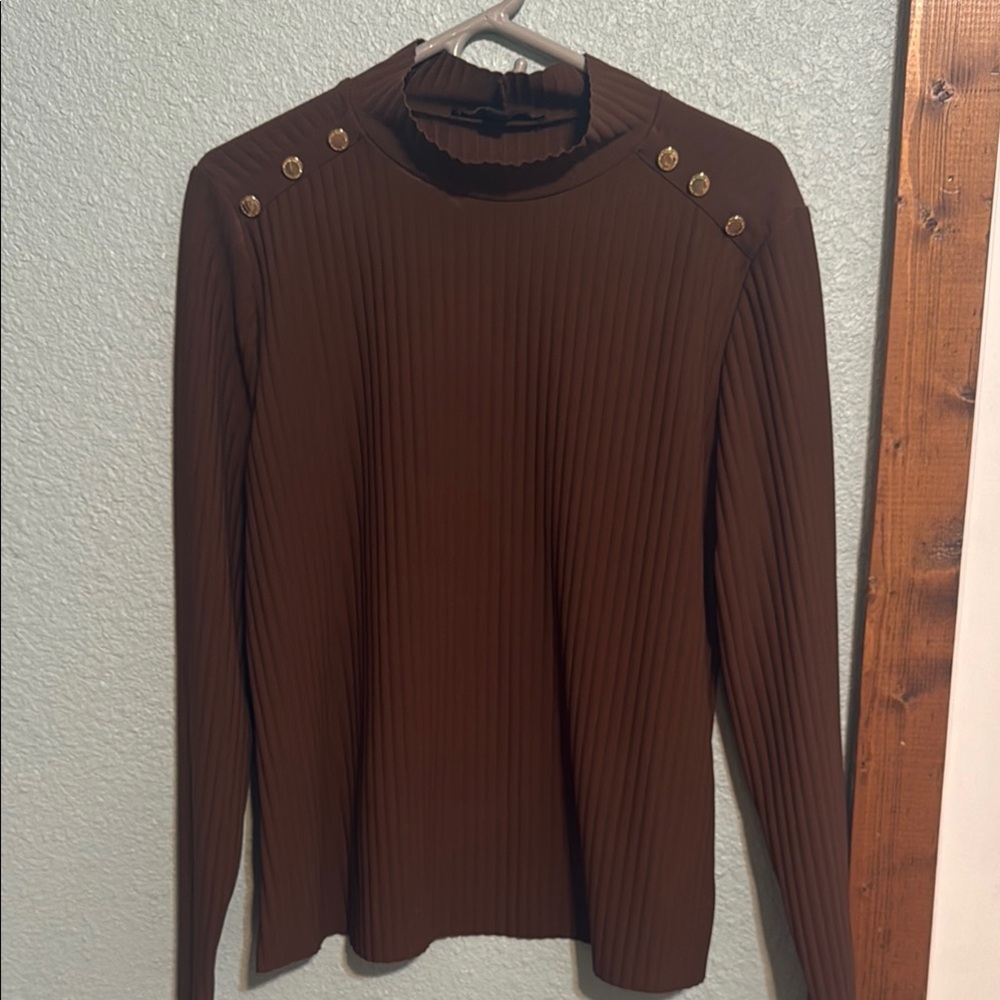 Elegant Brown Ribbed Women's Top Marc New York